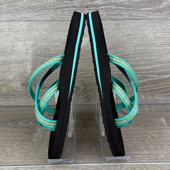Teva Olowahu Mush Women's Sz 9 Black Teal Geometric Flip Flop Strappy Sandals - Picture 9 of 11